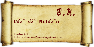 Báró Milán névjegykártya
