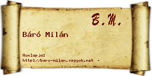Báró Milán névjegykártya